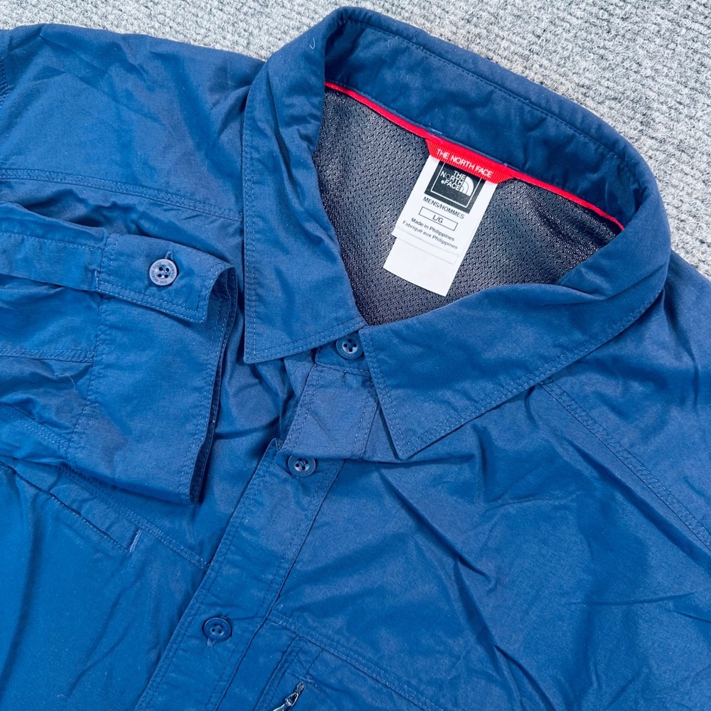 The North Face Men's L Navy Blue Sniktau Sun Shirt Nylon Hiking Vented Fishing